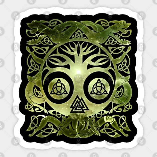 Tree of life - Yggdrasil  and celtic animals Sticker by Nartissima